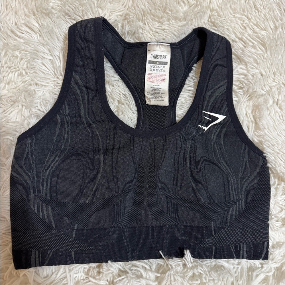 Gymshark Black/Charcoal Patterned Sports Bra